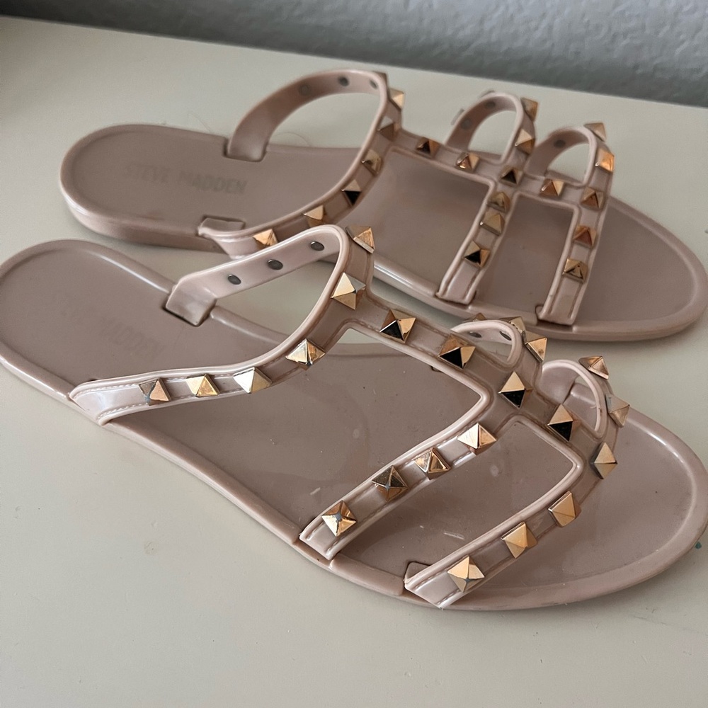 Steve Madden Women's Sandals - Beige with Gold Studs